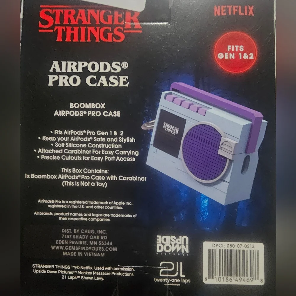 Stranger Things Boombox AirPods Pro Case - Gen 1 Or 2 Offical Netflix Merch
